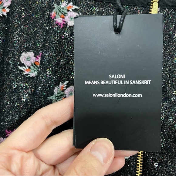 NWT Saloni Aidan sequined chiffon and embroidered point d'esprit flare s… - Picture 12 of 13